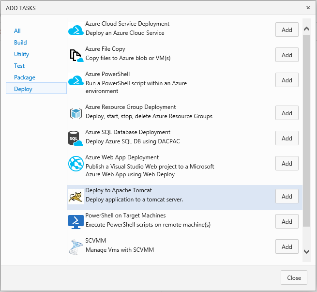 Add Apache Tomcat Deployment task